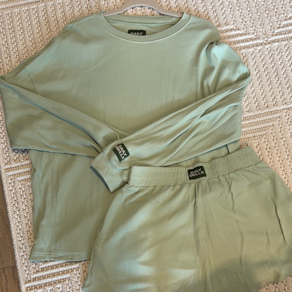 Daily Drills Sage Green Sweatshirt & Shorts Set